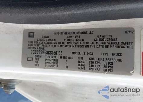 2012 Chevrolet Colorado Work Truck из США, поврежденный, VIN 1GCCSBF98C8166135